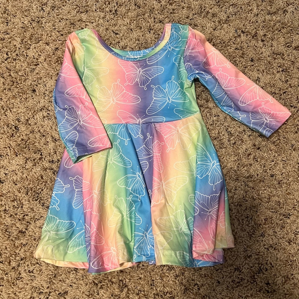 Colorful Butterfly Print Kids Dress